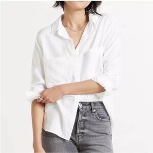 Cloth & Stone White Button Down Long Sleeve Shirt, L